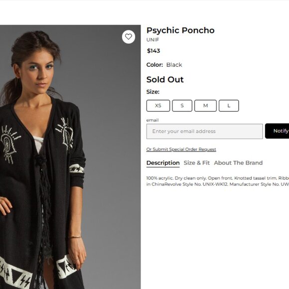 RARE UNIF witchy Psychic Poncho cardigan - Picture 7 of 7